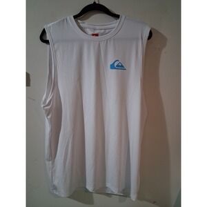 Quiksilver Mens White Sleeveless Rash Guard UPF 50+ Surf Shirt Muscle Tee Size M